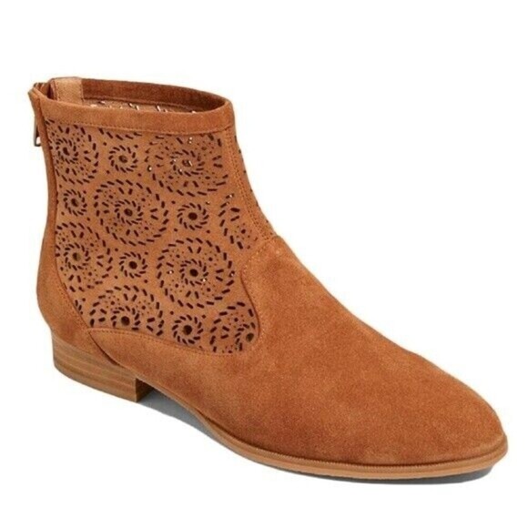 Jack Rogers Womens Roonie Brown Leather Almond Toe Zipper Ankle Bootie Size 5 M - Picture 1 of 7